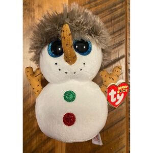 TY Beanie Boos 6" BUTTONS‎ Snowman Christmas Hat Sparkly Eyes Boo 2018
